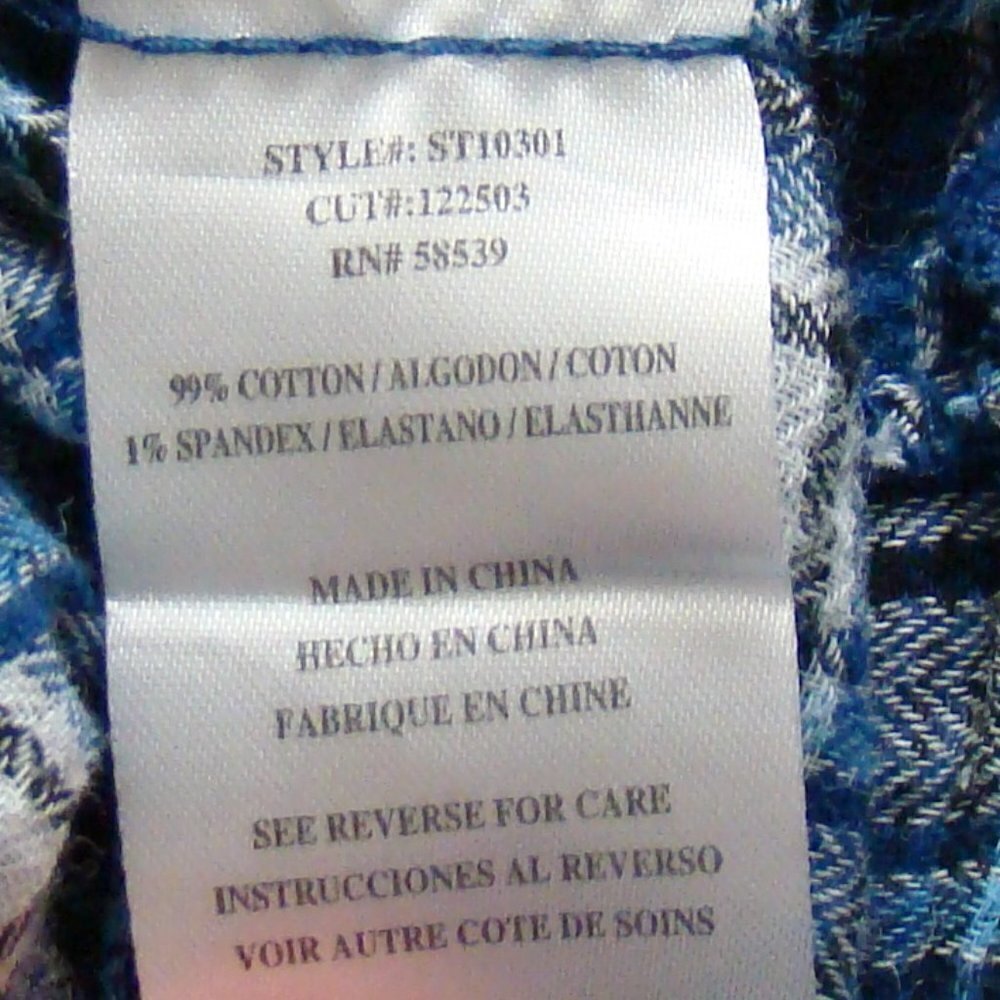 Kut from the Kloth Blue & White Plaid Long Sleeve Snap Front Shirt Size Medium - Picture 9 of 11